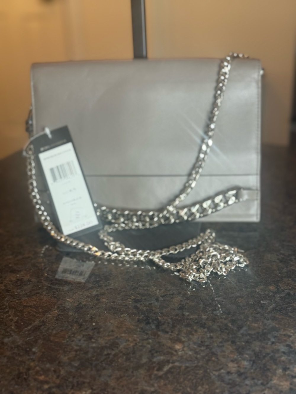 BCBGMaxAzria Metallic Silver Chain Crossbody Bag